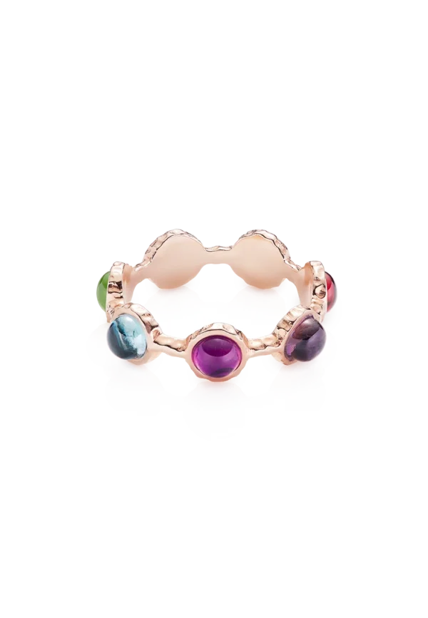 Anello Chakra 7 Pietre Naturali in Argento 925 Placcato Oro Rosé 24k