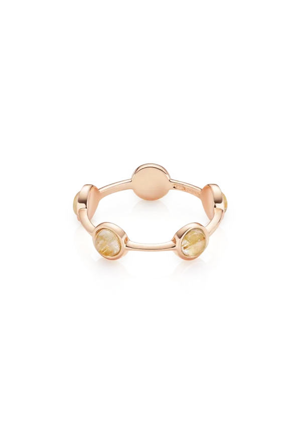 Anello Essenza Rutilato Oro in Argento 925 con Pietra Naturale