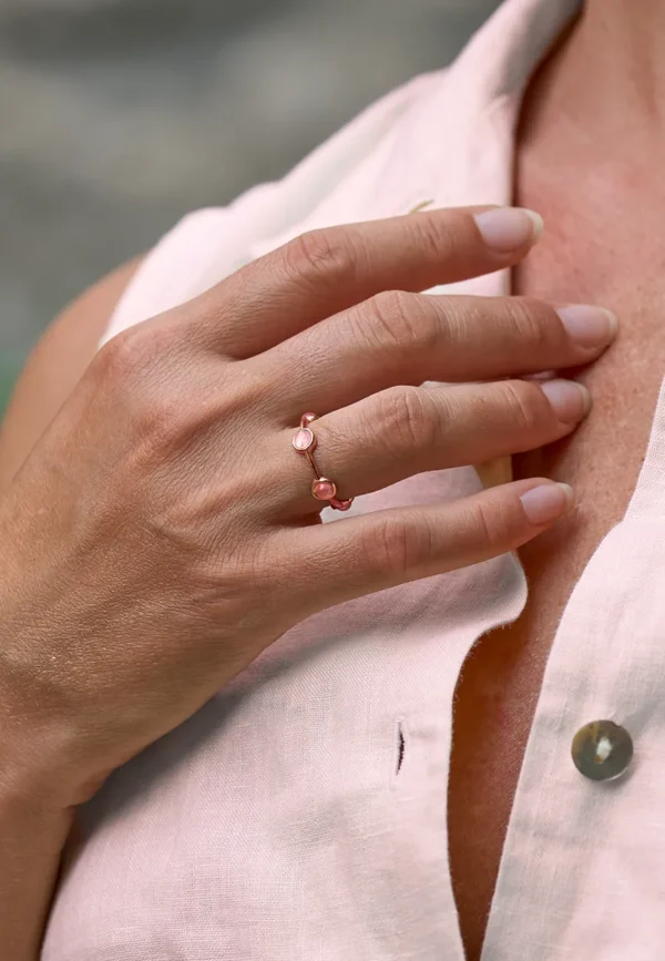 Anello Essenza Quarzo Rosa in Argento 925 con Pietra Naturale