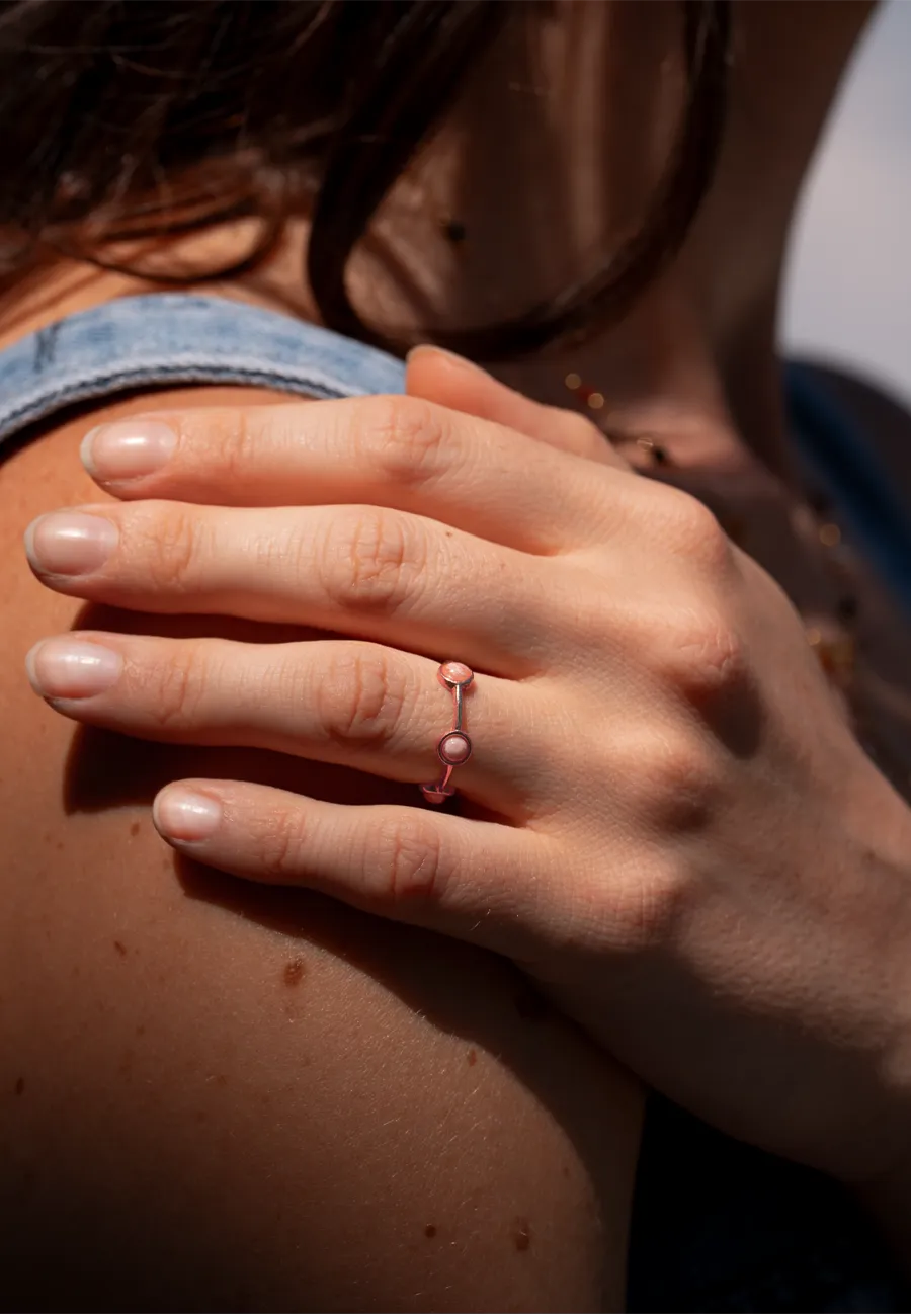 Anello Essenza Rodocrosite in Argento 925 con Pietra Naturale