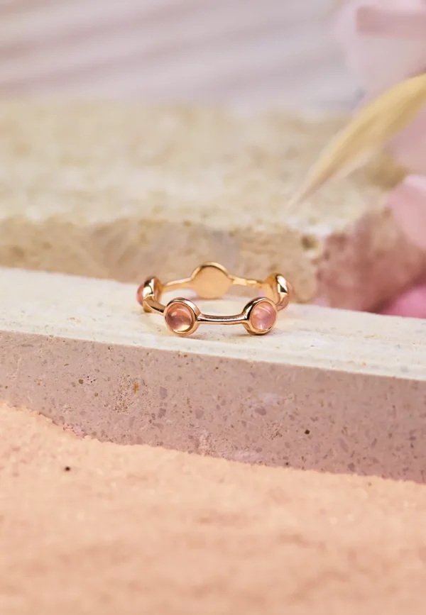 Anello Essenza Quarzo Rosa in Argento 925 con Pietra Naturale