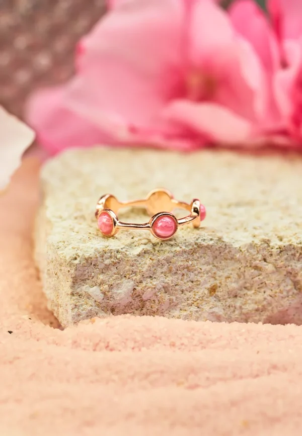 Anello Essenza Rodocrosite in Argento 925 con Pietra Naturale